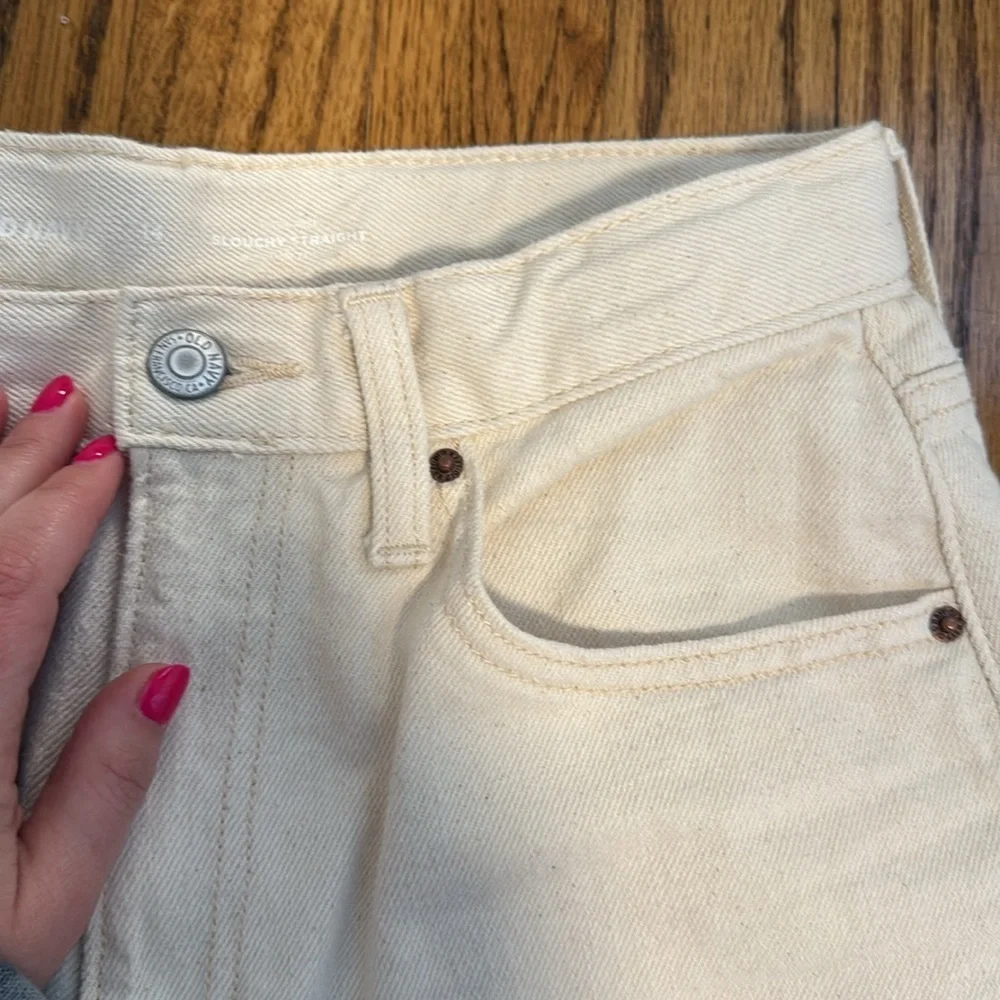 Old Navy Girls Slouchy Straight White Jeans